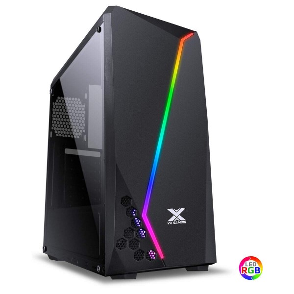Gabinete Gamer Lynx Com Lateral Acrílica Preto Fita Led Rgb Frontal E Cover De Fonte